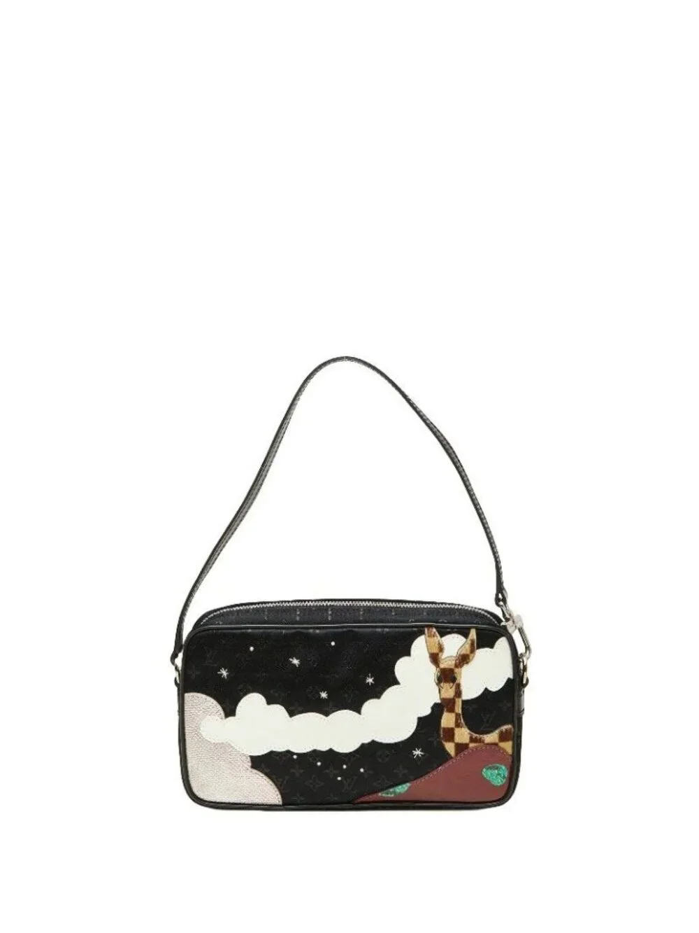 Louis Vuitton Monogram Satin Pochette Kondouffe Shoulder Bag Black